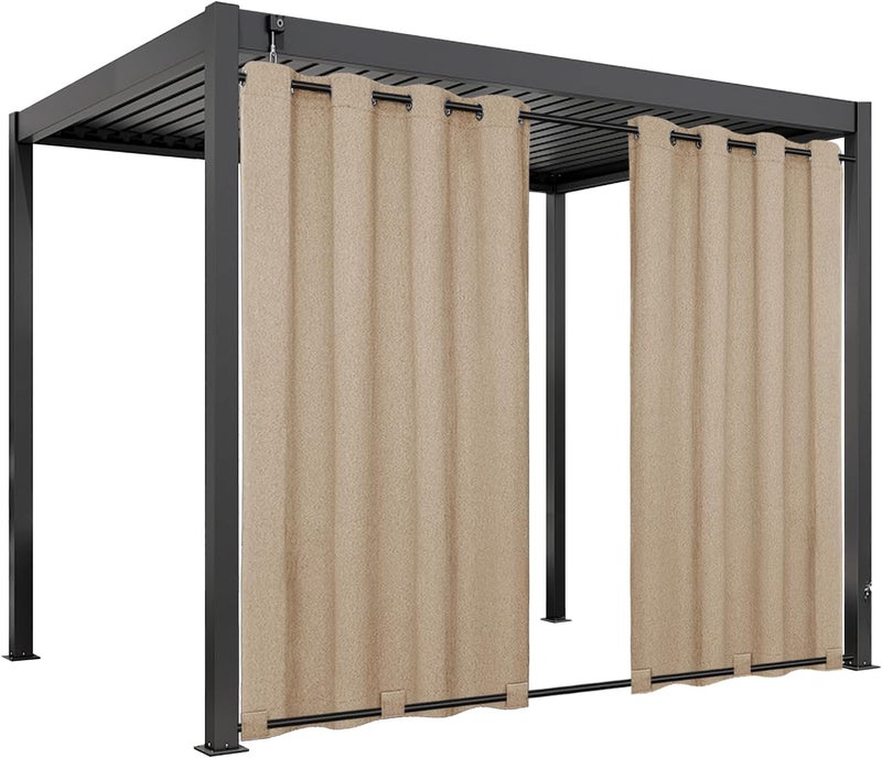 Easy-Going Linen Look Outdoor Curtains Waterproof Windproof Porch Curtains, Soft Thicken Outdoor Privacy Curtains for Patio, Gazebo, Grommet Top and Tab Bottom Drape, 1 Panel, 54x108 inch, Beige - Image 1